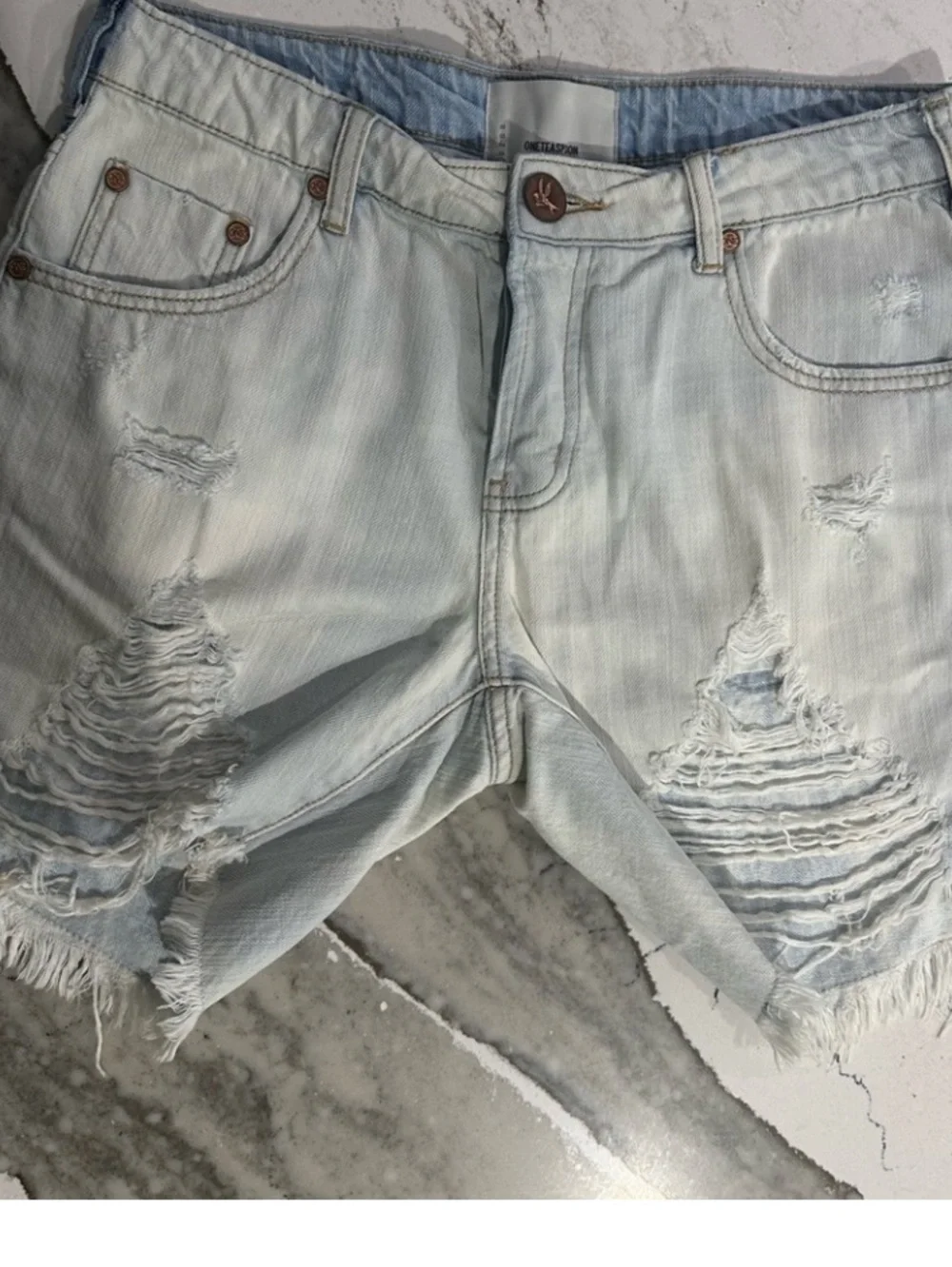 One Teaspoon Stevie’s long denim cut off shorts